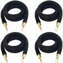 JAPCHET 4 Pack 6.6 Feet Velvet Rope, Black Velvet Stanchion Rope with Gold Polished Hooks, Crowd Control Queue Line Barrier Rope Hanging Ropes for Hotels, Movie Theaters