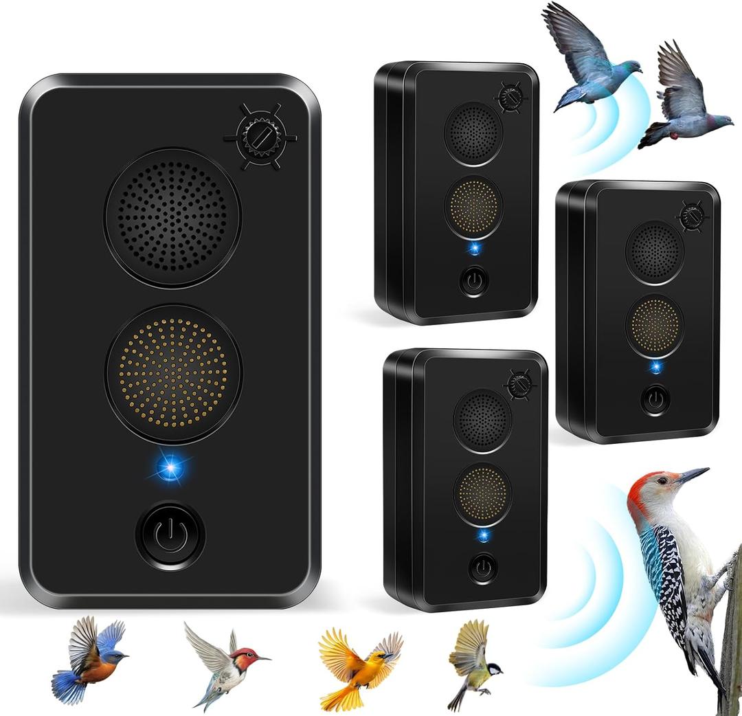 2026 Upgraded Ultrasonic Bat Repellent Indoor Outdoor,Cordless Bat Deterrent for Attic Rafters,Garage,Barn,Porch,Eaves, Rechargeable Ultrasonic Bat Repellent Humanely Get Rid of Bats Keep Away,4 Pack