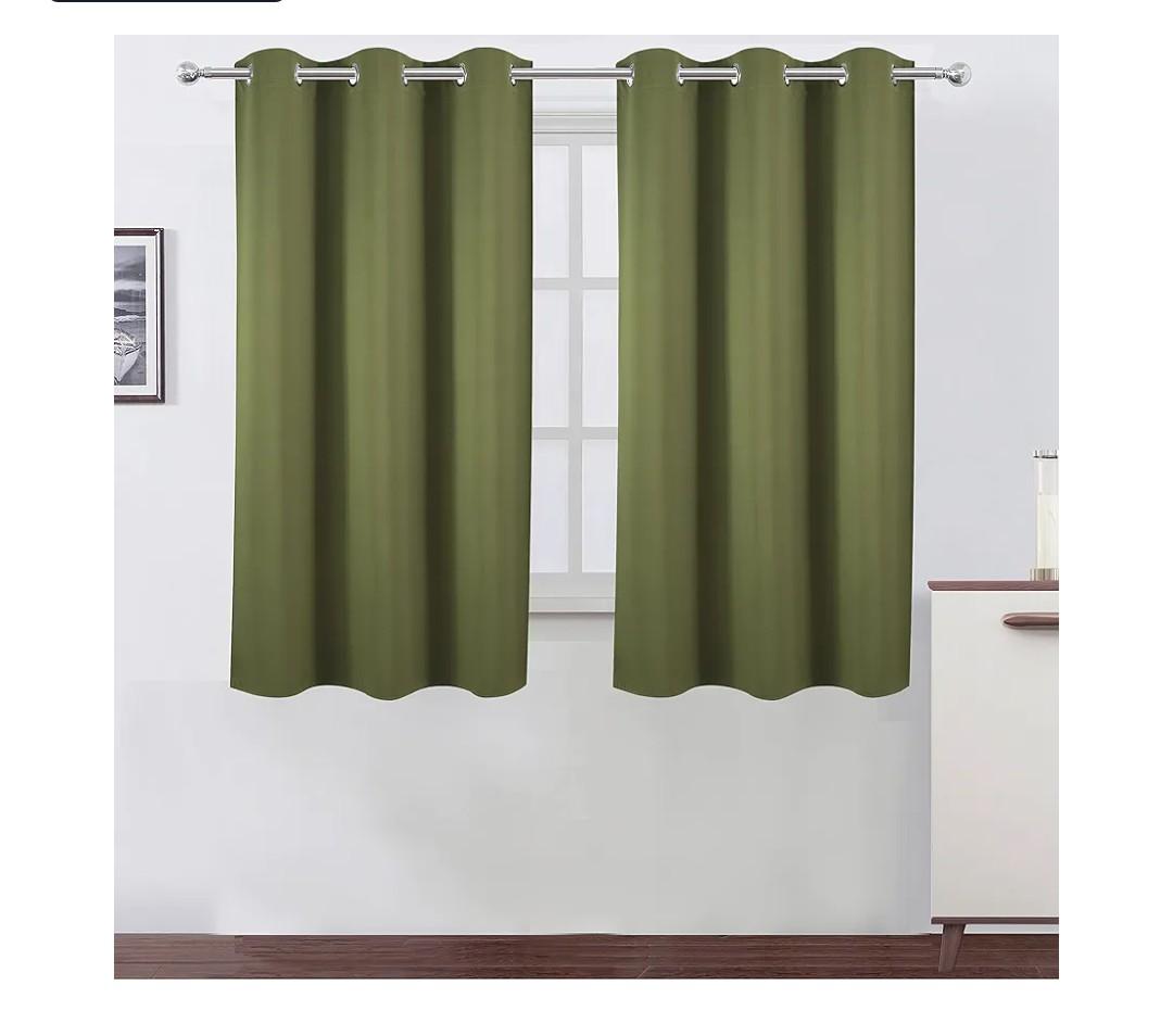 LEMOMO Oilve Green Blackout Curtains 40 x 54 Inch Length/Set of 2 Curtain Panels/Thermal Insulated Room Darkening Blackout Curtains