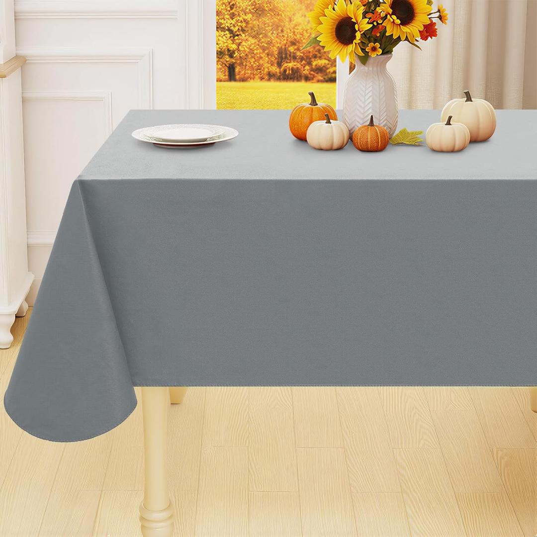 Smiry Rectangle Table Cloth 60x84 Inch, Waterproof Wipeable Vinyl Tablecloths Protector, Oil Spill Proof Plastic Table Cover for Dining, Picnic, Camping, Outdoor, Grey