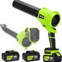 TNELTUEB Leaf Blower Cordless, 21V Battery Powered 980000 RPM Handheld Electric Leaf Blower with 6 Speed Control, 2 x 4Ah Batteries & Charger Dust Leaves Blower for Lawn Care, Green