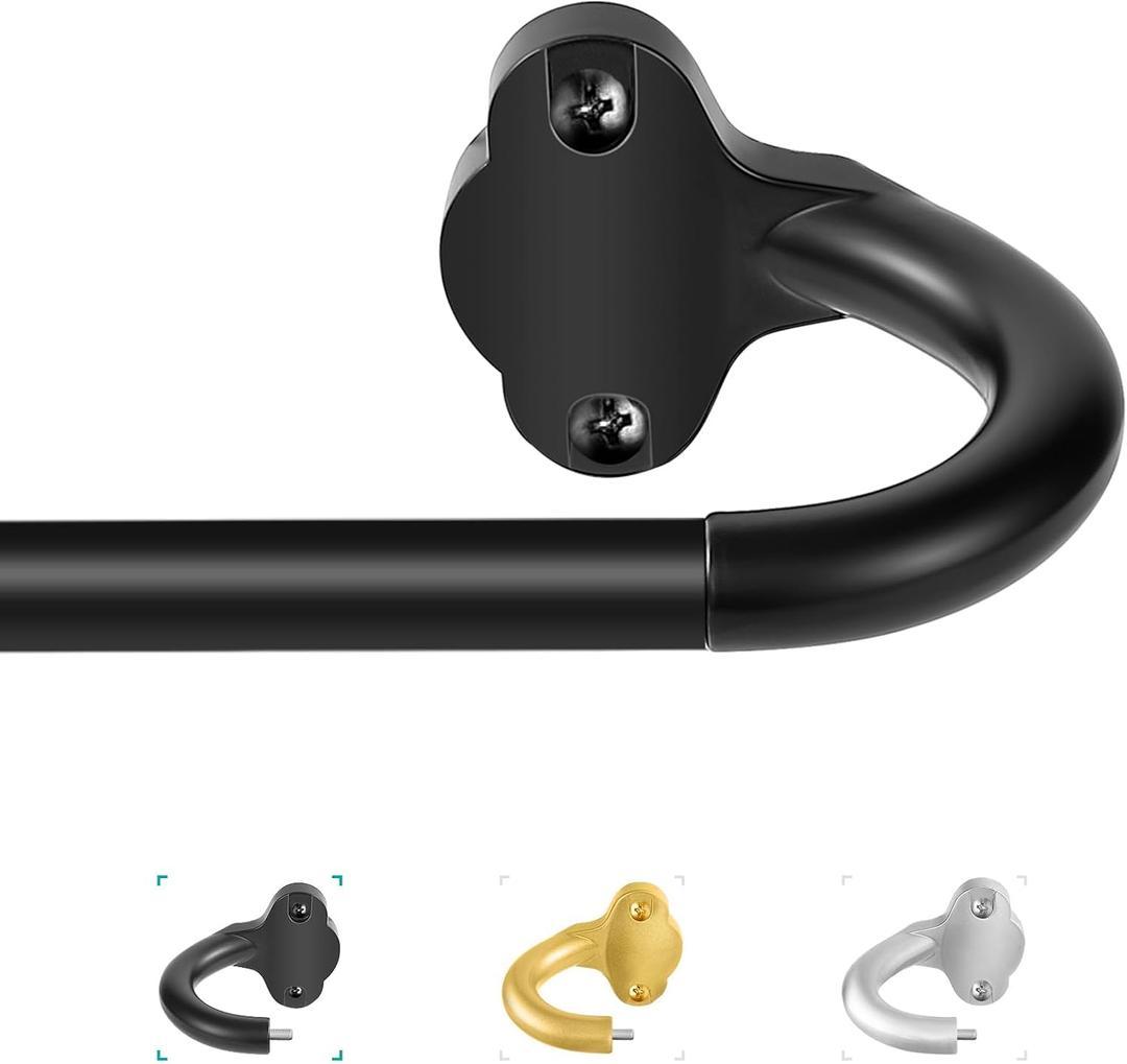 TVWOO Wrap Around Curtain Rods,Black Curtain Rods 48 to 84 Inch,5/8 Inch Adjustable Blackout Curtain Rod Set,Room Darkening Single Window Rod,Metal Thicken Hidden Curved Drapery Rod 48-90",Matte Black