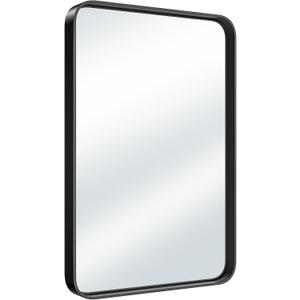 22x30 Black Vanity Mirror for Bathroom Sink Rectangular, Anti-Rust Matte Black Framed Bathroom Mirrors Wall Mounted for Over Sink, Hang Vertically or Horizontally