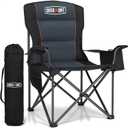 Overmont Oversized Folding Camping Chair - 450lbs Support with Padded Cushion Cooler Pockets - Heavy Duty Collapsible Chairs for Sports Garden Beach Fishing (1pc, Black)