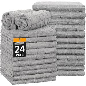 HOMERHYME Hand Towels for Bathroom, 24 Pack 25''*15'' Microfiber Grey Bath Hand Towels, Quick Dry Lint Free Soft Absorbent Bulk Washcloths Decorative Fingertip Towels for Hotel Travel Kitchen