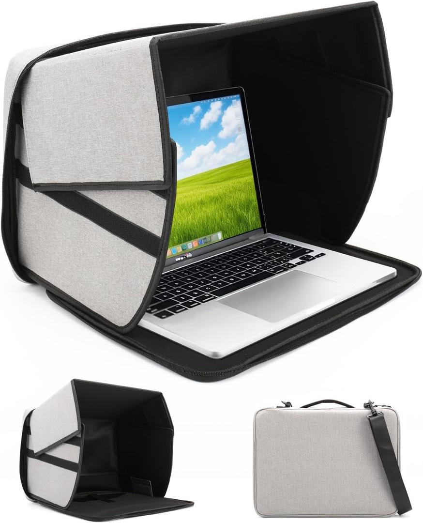 2 x Laptop Sun Shade for Working Outdoor - Computer Sunshade Bag Fits 13-16 inch Laptops PC Glare Shield Privacy Hood Case for Work Outside Travel