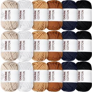 Timgle 18 Pack Beginners Crochet Yarn Cotton Yarn for Crocheting and Knitting with Easy to See Stitches Cotton Nylon Blend Yarn for Crochet Kit Making(Nature Colors)