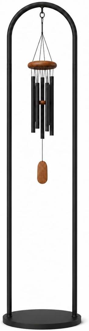 63'' Freestanding Wind Chime Stand with Weighted Base, Metal Arch Hanging Stand for Patio, Porch, Garden & Indoor Use, Decorative Holder for Wind Chimes, Bird Feeders, Hanging Plants, Lanterns