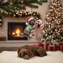 Cute Chocolate Lab Hugging Candy Cane 2D Flat Acrylic Ornament - Christmas Tree Decoration, Unique Animal Keepsake 2025