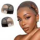 2 Pcs Wig Grip Cap for Women, 4X5 Transparent Lace for Lace Front Wigs, Non Slip Wig Cap with Adjustable Grip Band Make Your Wigs Be Glueless(Brown)