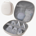 NCVI Breast Pump Carrying Case for Pump Parts and Bottles, Portable Wearable Pump Travel Bag Organizer for Working Moms, Durability Hard Shell, Interior with 3 Compartments through Mesh Bag, Beige