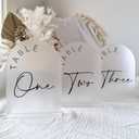 JINMURY Frosted Arch Wedding Table Numbers 1-15 with Stands, 5x7 Inch Frosted Arch Acrylic Sign with Black Letters, Arched Acrylic Table Numbers for Wedding Reception