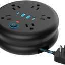 Retractable Travel Power Strip: 6 ft Extension Cord Portable Powerstrip with 5 Outlet 2 Smart USB Port 2 USB C for Travel Cruise Ship Beach Vacation Essentials