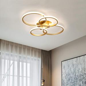 76W Modern LED Chandelier, 4-Ring Flush Mount Ceiling Light Round Acrylic Ceiling Lamp for Living Room Bedroom Dining Room, 6000K