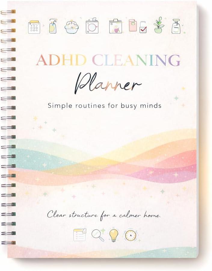 ADHD Cleaning Planner – Durable Laminated Cover, ADHD Cleaning Planner for Adults, Cleaning Schedule Planner, Daily & Weekly To-Do List, Routine System