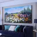 Acocifi Wildflower Wall Art Canvas Rustic Landscape Picture Textured Painting Colorful Scenery Painting Large Artwork for Living Room Bedroom Kitchen Office Home Decor 40"x20"