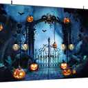 10X8FT Horror Cemetery Iron Gate Scary Halloween Photo Background for Photography Halloween Party Decorations Wall Decor Photo Studio Decoration Supplies DH-705