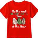 Boys Girls Christmas Shirt Kids Christmas Tree T-Shirts Funny Toddler Xmas Holiday Short Sleeve Tees 2025 (3-10 Years) (Red)