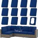 hyha Waterproof Outdoor Cushion Covers for Patio Furniture, Stretch Patio Chair Cushion Slipcovers, Coated UV Resistant Replacement Seat Covers, Solid Color (Navy, 12PC)