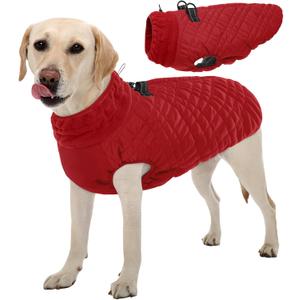 Kuoser Medium Dog Coat | All-Breed Thermal Wear with Windproof Layer | Reflective Tabs Enhance Visibility in Snow, Snap Buckles Simplify Dressing, Red L (L (Chest Girth: 24.4''))