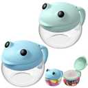 SELEWARE No Spill Snack Cups for Toddlers 2-Pack - Spill-Proof Snack Catcher with Handle, BPA-Free Tritan & Silicone - Easy Grip Kids Snack Container for On-The-Go, Dishwasher Safe (Green & Blue)