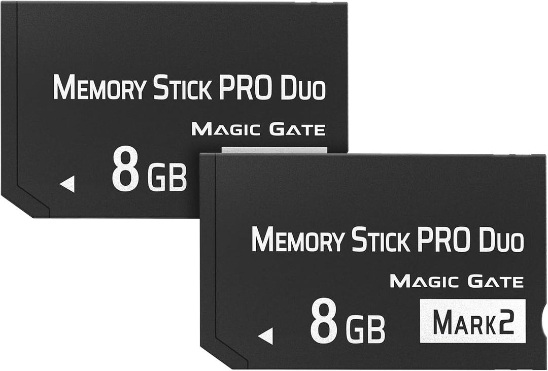 Original 8GB 2Pack Memory Stick Pro Duo MARK2, High-Speed Memory Stick Duo Compatible with PSP1000 2000 3000 Accessories and Digital Camera Memory Cards (black-8GB-2pcs)