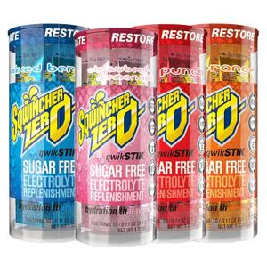 Sqwincher Zero Qwik Stik, 4 Flavor Variety Pack, Sugar Free, Low Calorie, Low Sodium Electrolyte Powder Hydration Drink Mix, .11 oz Packet (Pack of 200)