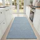 YDKGL Large Kitchen Runner Rugs Long Kitchen Mat Non Slip Washable, Super Absorbent Soft Chenille Braided Kitchen Mats for Floor, Rubber Backing Kitchen Sink Standing Mat, Easy Clean, Blue 36"x71"