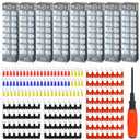 8 Sets Terminals Block Strips, 8Pcs 15A 600V 8 Positions Screw Terminal Block + 16Pcs Insulated Terminals Barrier Strip + 70Pcs Wire Connector + Screwdriver
