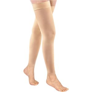 Ktinnead Thigh High Compression Stockings Footless 20-30mmHg for Men & Women (Large, Beige)