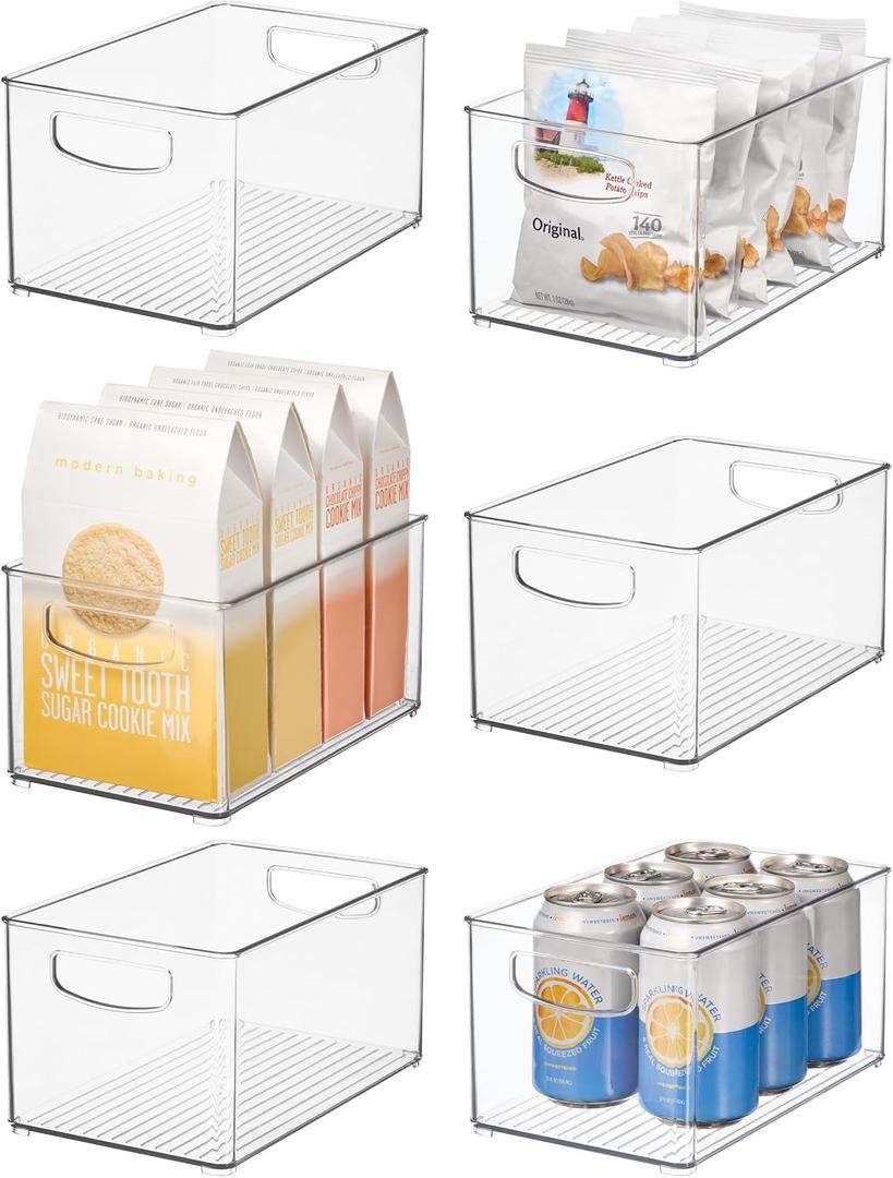 iDesign Stackable Clear Plastic Bin - Kitchen Organizers and Storage for Fridge and Pantry, 6-Pack