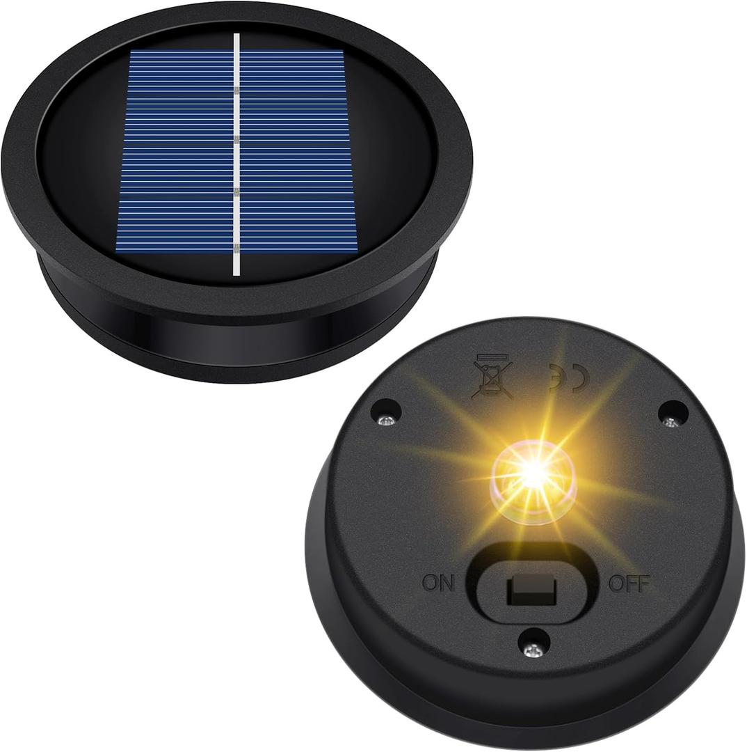 2 Pack Solar Light Replacement Top, Replacement Solar Light Parts for Lantern (Top 3.23 Inch, Bottom 2.83 Inch), Waterproof LED Replacement for Outdoor Garden, Pathway, Yard Lights & Decor