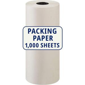 BOX USA Packing Paper Roll 1440'L x 12"W - 1,000 Sheets 17” Long Equivalent - Large White Newsprint for Shipping, Packaging, Storage and Moving Supplies