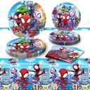 spidey Birthday Decorations, 41pcs 20 Plates, 20 Napkins and 1 Tablecover for Spi Birthday Party Supplies Decorations