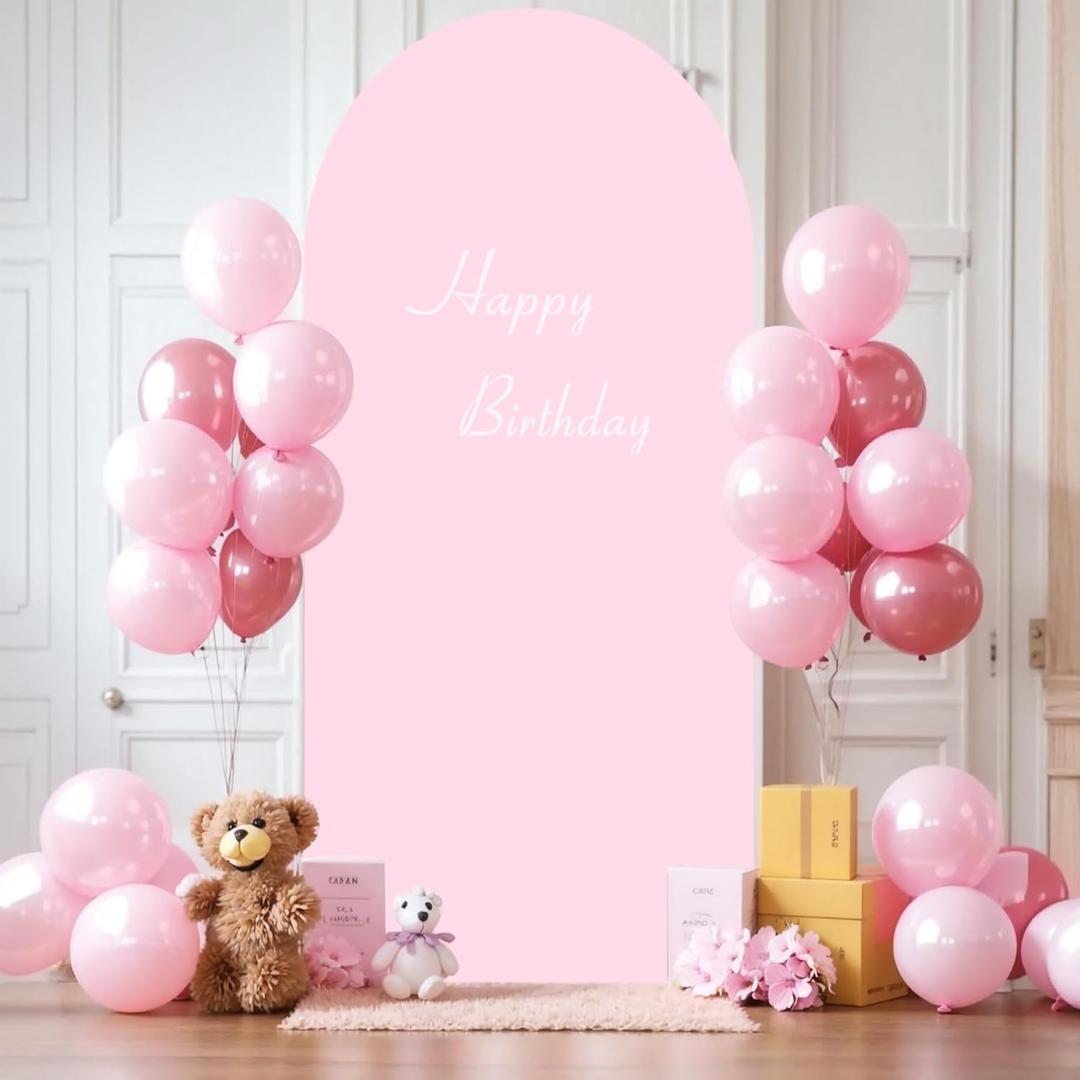 7.2FT Pink Arch Backdrop Cover - Spandex Fitted Wedding Arch Stand Covers Round Top Chiara Arch Backdrop Cover for Birthday Party Banquet Photo Background Decoration (7.2FT, Pink)