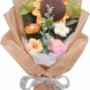 Crochet Flowers Bouquet, Handmade Knitted Bouquet, Crochet Flower Kit Knitted Fake Sunflower Daisy, Gift for Mother Wife on Birthday Anniversary (01English Paper)
