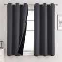 ChrisDowa 100% Blackout Curtains for Bedroom with Black Liner, 2 Thick Layers Total Blackout Thermal Insulated Grommet Window Curtains 63 Inch Length 2 Panels Set (Dark Grey, 42 x 63 Inch)