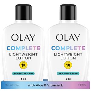 Olay Complete Lotion Moisturizer with SPF 15 Sensitive, 6.0 oz each, 2-pack