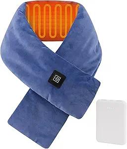Neck Heating Pad with 5000 mAh Power Bank, Portable Heated Neck Scarf for Women, Cordless Heating Pad with Adjustable 3 Heat Settings, Soft Neck Warmer for Pain Relief (Black)