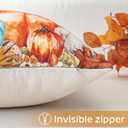2 x Artscope Fall Decorative Throw Pillow Covers 18x18 Inch Set of 2, Watercolor Pumpkin Fallen Leaves Outdoor Farmhouse Pillow Cases for Home Sofa Couch-Green Orange