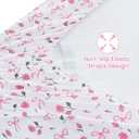 Softan Pink Floral Queen Bed Sheets, Cozy Microfiber Flower Printed Sheets with 15" Deep Pocket Fitted Sheet & Non-Slip Straps, Patterned Pink Rose - Bow Sheets & Pillowcase Set