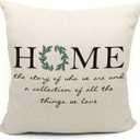 Mancheng-zi Home Sweet Home Pillow, Farmhouse Pillow Covers 18x18, Our Guest Pillow (Color-5)
