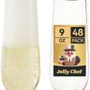 JOLLY CHEF 48 Pack Plastic Champagne Flutes, 9 oz Clear Stemless Champagne Flutes, Plastic Champagne Glasses with Golden Rim, Shatterproof Recyclable Mimosa Glasses for Party Wedding Birthday