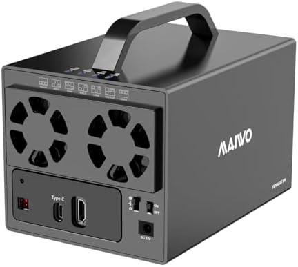 MAIWO USB-C 4 Bay HDD RAID Enclosure for 2.5" 3.5" SATA Drive with Cooling Fan, USB A-C 3.1 & C-C Cable Included, Supports Raid Normal,0,3,5,1/10,Clone/Large(jbod) & 96TB Capacity, DAS(NOT NAS)