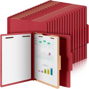 Skyygemm 36 Pcs Classification Folders Letter Size, 1 Divider Pressboard File Folder with Fasteners, Expanding File Organizer Bulk for Teachers, Clergy, Office, Church, Christmas Donations (Red)