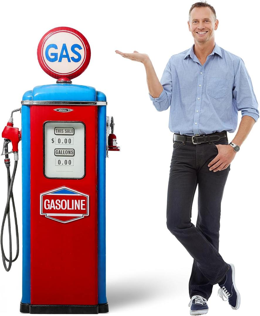 5.3 ft Gas Pump Cardboard Stand-up Cutout Life-Size Race Car Theme Party Decoration Gas Station Backdrop Photo Props Stand up Cardboard for Party Supply