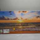 Muolunna BK1862 Wall Art Decor Large Canvas Print Picture Sunrise Ocean Beach 1 Panel Waves Scenery Painting Artwork for Office Wall Decor Home Decoration Stretched and Framed Ready to Hang XLarge (48L" x 24W", Gold)