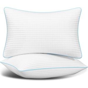 King Size Pillows Set of 2, Soft Fluffy and Supportive Hotel Collection Pillows 2 Pack for Side and Back Sleeper, Filled with Down Alternative Microfiber (White)