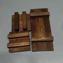 Klunk 3-Piece Waterproof Wood Riser Set Rustic Farmhouse Countertop Organizer for Bathroom Vanity, Perfume, Skincare & Kitchen Spices 1 Large (8.7") & 2 Small (3.6") Display Stands
