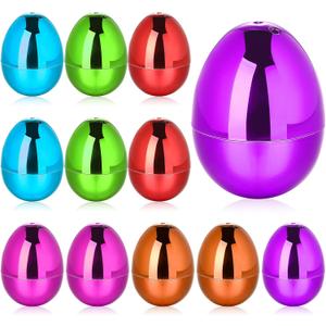 12 Pcs Fillable Easter Eggs 2.36 Inch Easter Eggs with Hinge Plastic Empty Eggs for Easter Egg Hunt Basket Stuffers Easter Theme Decorations (Colorful)